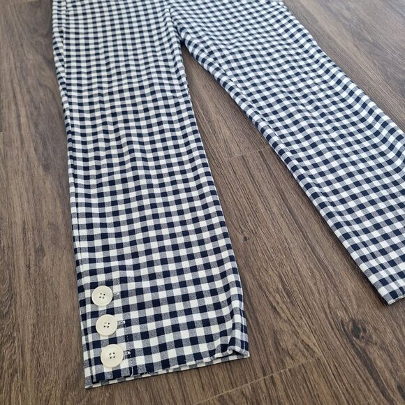 💙 J.Crew Gingham Cropped Cotton Blend Preppy Minimalist Pants Size 6P - Picture 3 of 8